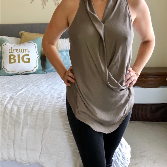 Helmut Lang Tops - Helmut Lang Modele Taupe Drape Top Blouse M